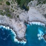 a bird's eye view of a rocky coastline